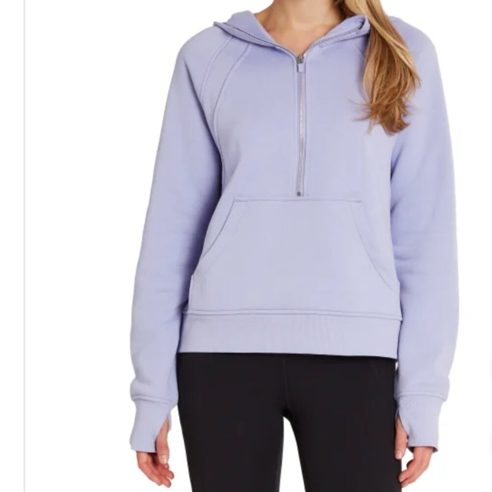 Light Lavender Half-Zip Hoodie Sweatshirt - Women